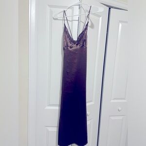 Urban Outfitters Brown Satin Midi Dress